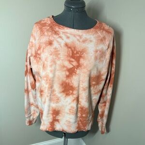 Time and Tru Women's Tie-Dye Sweatshirt - Orange and White
